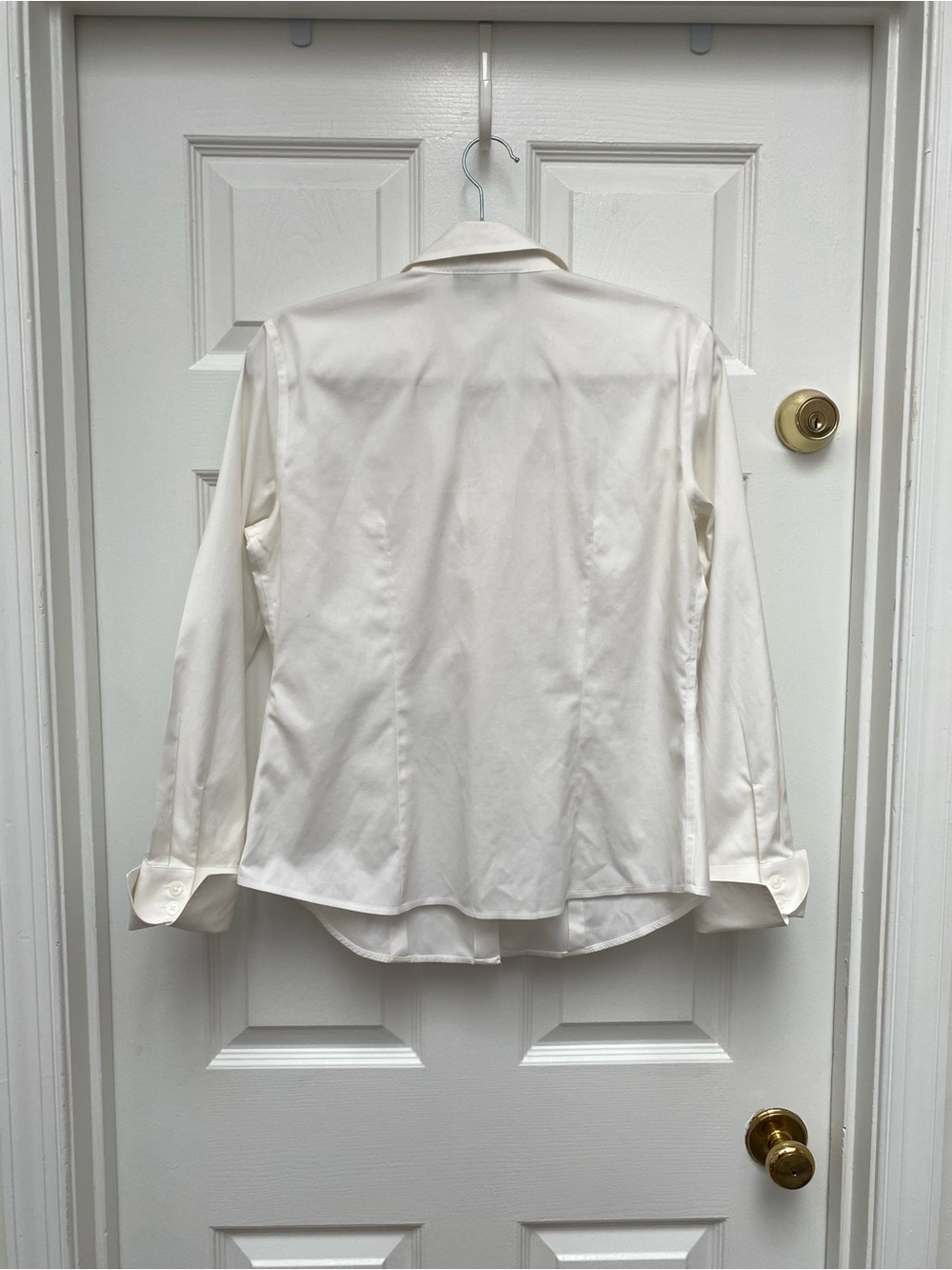 Jones New York Cream Non-Iron 100% Cotton Button-Down Blouse w French Cuffs - 4 - Picture 4 of 5